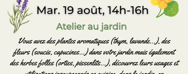 ANIMATION SUR LA BIODIVERSITÉ Atelier au jardin